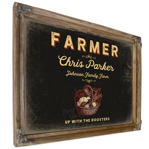 Personalized Farmer Sign, Up With the Roosters, Black & Gold, image 6