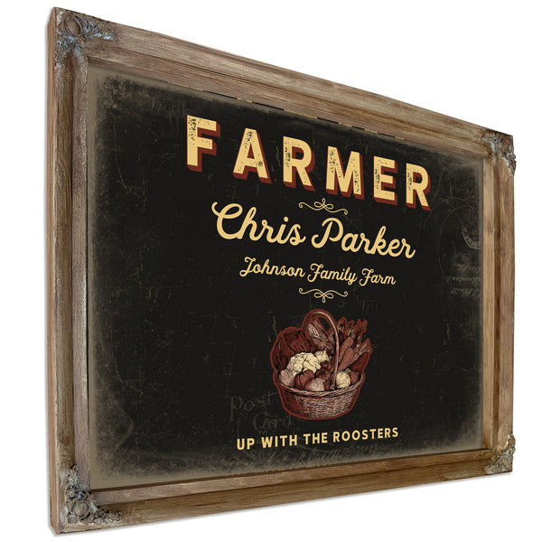 Personalized Farmer Sign, Up With the Roosters, Black & Gold, image 6