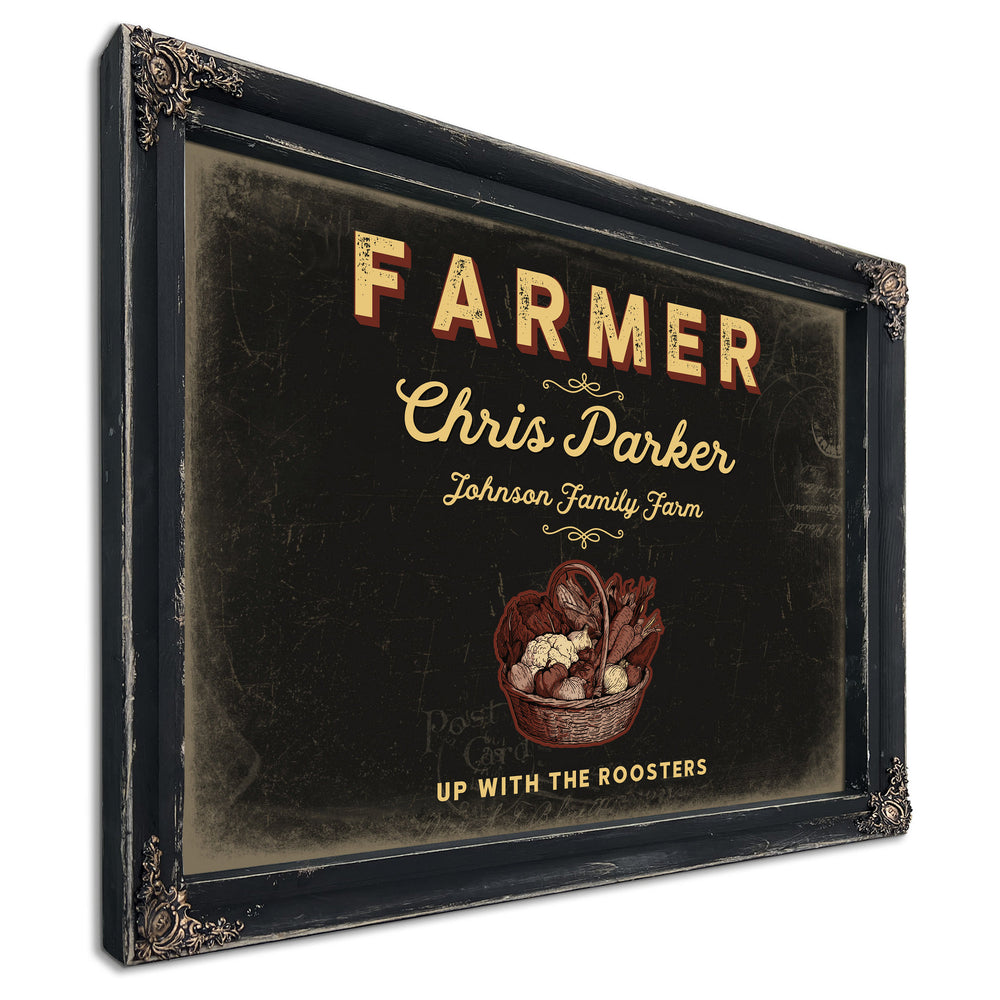 Personalized Farmer Sign, Up With the Roosters, Black & Gold, image 1