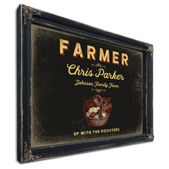 Personalized Farmer Sign, Up With the Roosters, Black & Gold, image 1