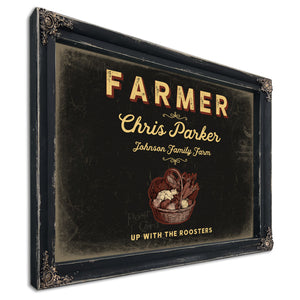 Personalized Farmer Sign, Up With the Roosters, Black & Gold, image 1