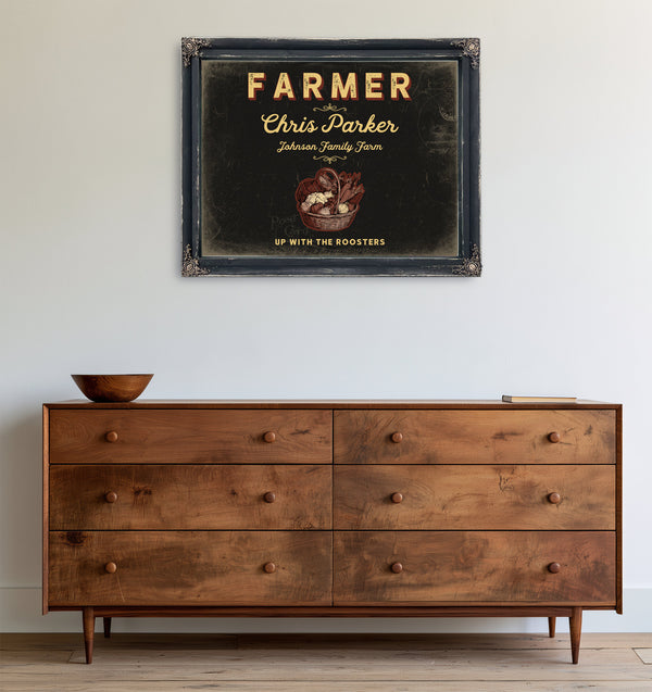 Personalized Farmer Sign, Up With the Roosters, Black & Gold, image 19