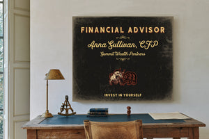 Personalized Financial Advisor Sign, Invest in Yourself, Black & Gold, image 2