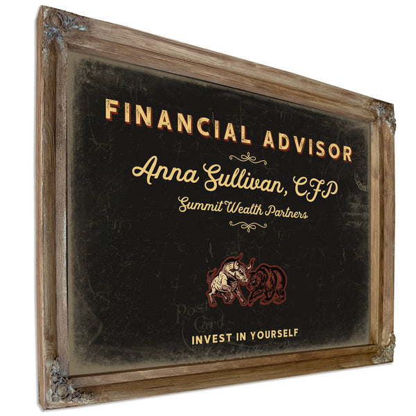 Personalized Financial Advisor Sign, Invest in Yourself, Black & Gold, image 6