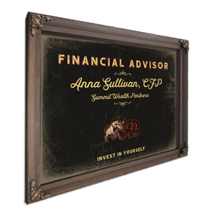 Personalized Financial Advisor Sign, Invest in Yourself, Black & Gold, image 7
