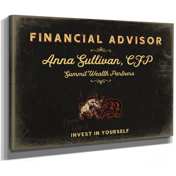 Personalized Financial Advisor Sign, Invest in Yourself, Black & Gold, image 8