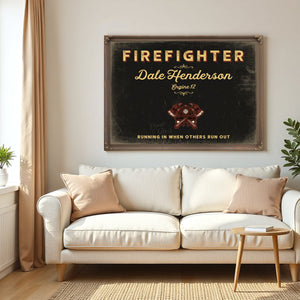 Personalized Firefighter Sign, Running In When Others Run Out, Black & Gold, image 5