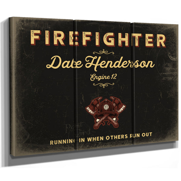 Personalized Firefighter Sign, Running In When Others Run Out, Black & Gold, image 14