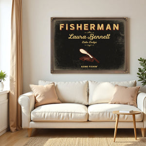 Personalized Fisherman Sign, Gone Fishin', Black & Gold, image 5