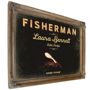 Personalized Fisherman Sign, Gone Fishin', Black & Gold, image 6