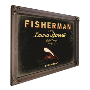 Personalized Fisherman Sign, Gone Fishin', Black & Gold, image 7