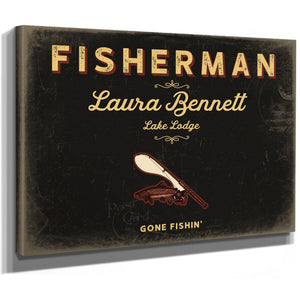 Personalized Fisherman Sign, Gone Fishin', Black & Gold, image 8