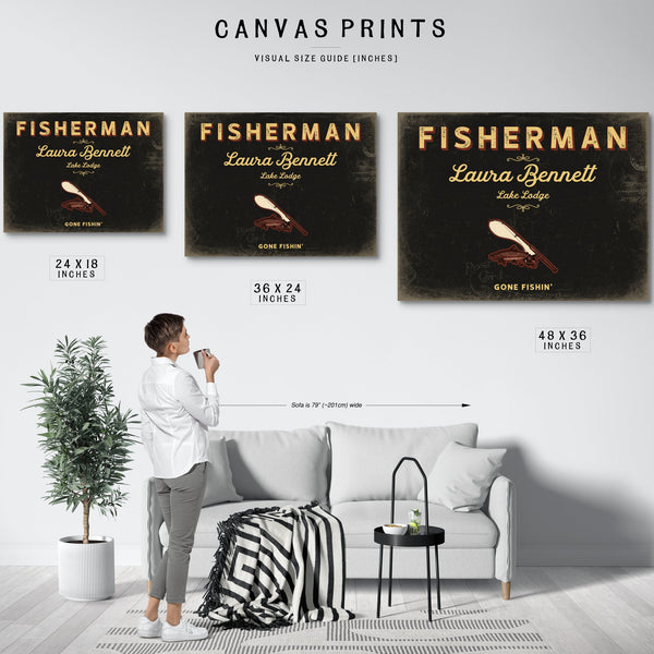Personalized Fisherman Sign, Gone Fishin', Black & Gold, image 10