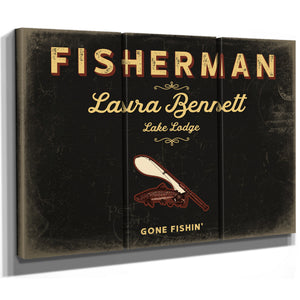 Personalized Fisherman Sign, Gone Fishin', Black & Gold, image 14