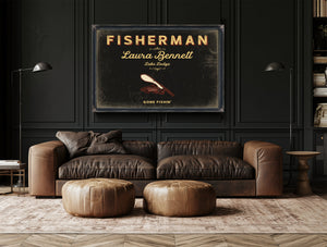 Personalized Fisherman Sign, Gone Fishin', Black & Gold, image 17