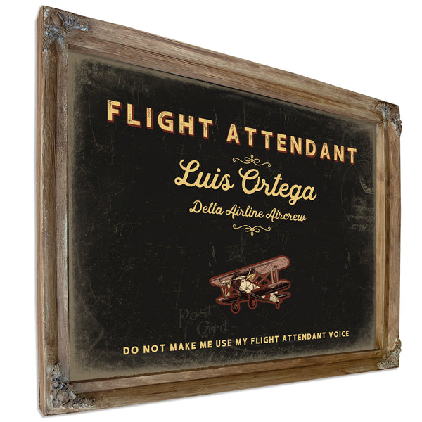 Personalized Flight Attendant Sign, Do Not Make Me Use My Flight Attendant Voice, Black & Gold, image 6