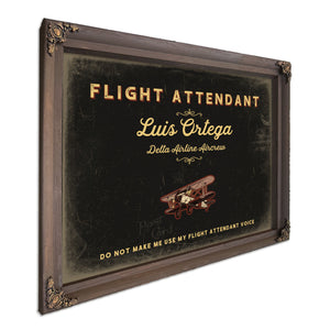 Personalized Flight Attendant Sign, Do Not Make Me Use My Flight Attendant Voice, Black & Gold, image 7