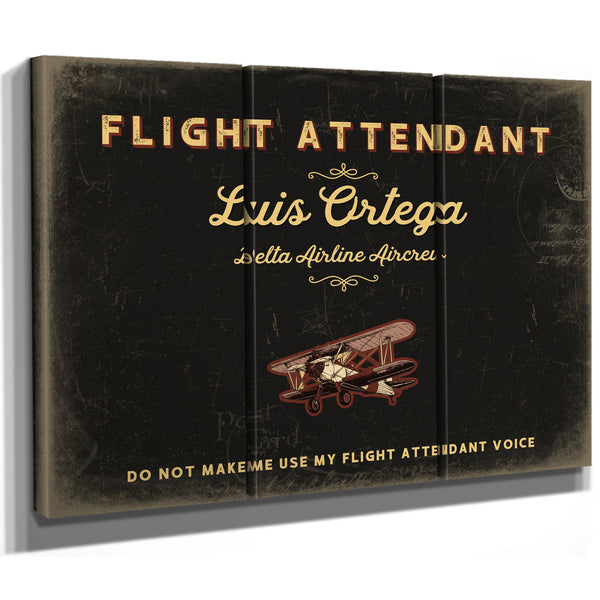 Personalized Flight Attendant Sign, Do Not Make Me Use My Flight Attendant Voice, Black & Gold, image 14