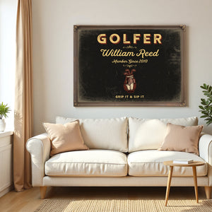 Personalized Golfer Sign, Grip It & Sip It, Black & Gold, image 5