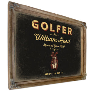 Personalized Golfer Sign, Grip It & Sip It, Black & Gold, image 6