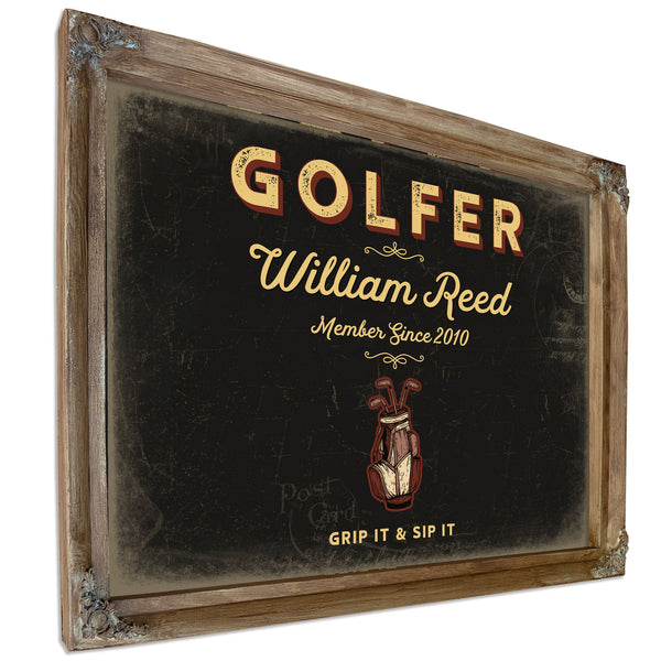 Personalized Golfer Sign, Grip It & Sip It, Black & Gold, image 6