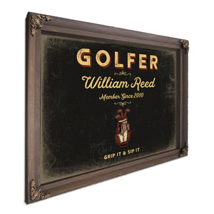 Personalized Golfer Sign, Grip It & Sip It, Black & Gold, image 7
