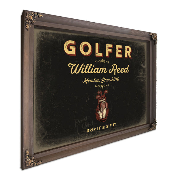 Personalized Golfer Sign, Grip It & Sip It, Black & Gold, image 7