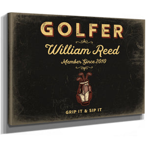 Personalized Golfer Sign, Grip It & Sip It, Black & Gold, image 8