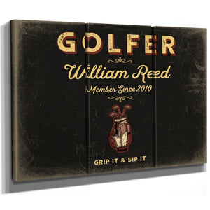 Personalized Golfer Sign, Grip It & Sip It, Black & Gold, image 14