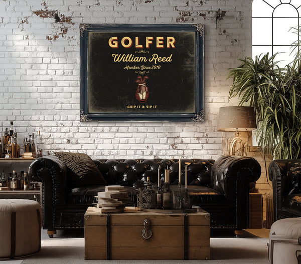 Personalized Golfer Sign, Grip It & Sip It, Black & Gold, image 18