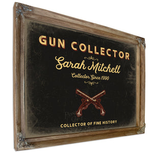 Personalized Gun Collector Sign, Collector of Fine History, Black & Gold, image 6