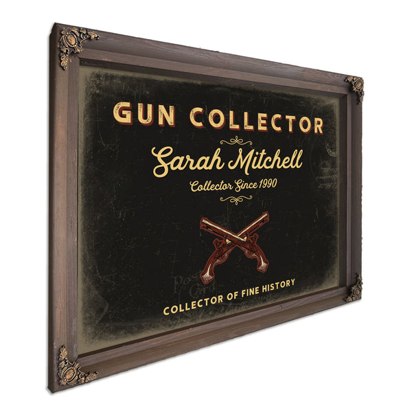 Personalized Gun Collector Sign, Collector of Fine History, Black & Gold, image 7