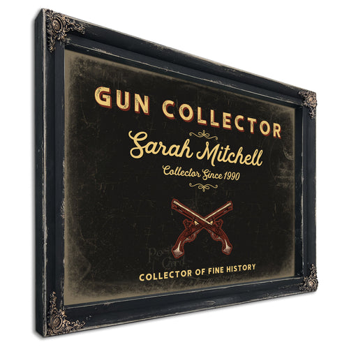 Personalized Gun Collector Sign, Collector of Fine History, Black & Gold, image 1