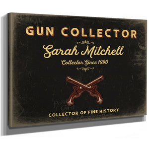 Personalized Gun Collector Sign, Collector of Fine History, Black & Gold, image 8