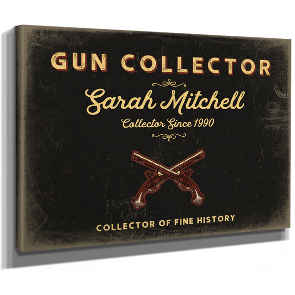 Personalized Gun Collector Sign, Collector of Fine History, Black & Gold, image 8