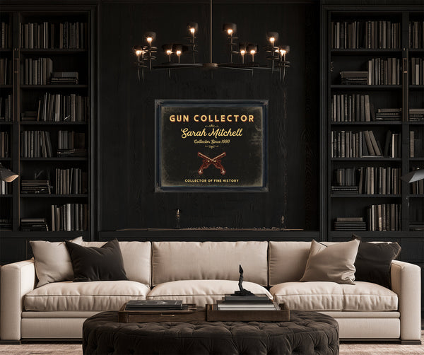 Personalized Gun Collector Sign, Collector of Fine History, Black & Gold, image 16