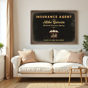 Personalized Insurance Agent Sign, Peace of Mind Delivered, Black & Gold, image 5