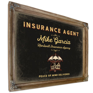 Personalized Insurance Agent Sign, Peace of Mind Delivered, Black & Gold, image 6