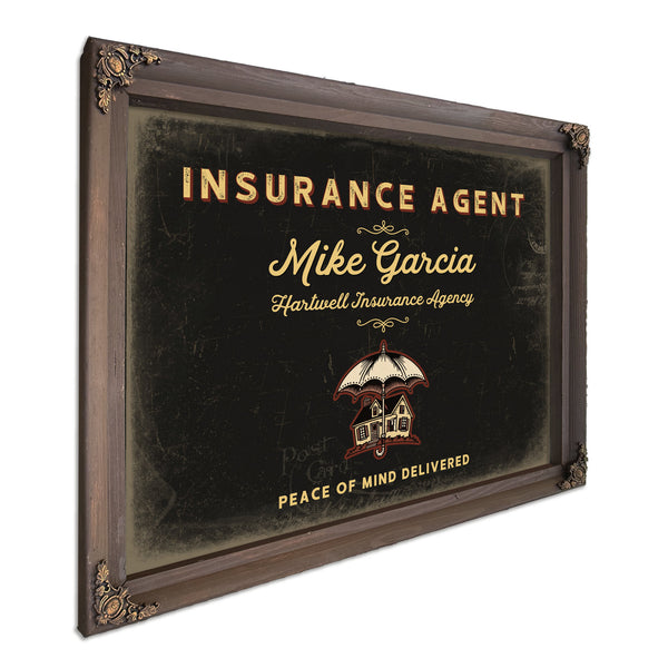 Personalized Insurance Agent Sign, Peace of Mind Delivered, Black & Gold, image 7