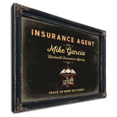Personalized Insurance Agent Sign, Peace of Mind Delivered, Black & Gold, image 1