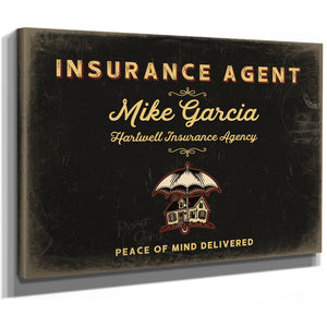 Personalized Insurance Agent Sign, Peace of Mind Delivered, Black & Gold, image 8