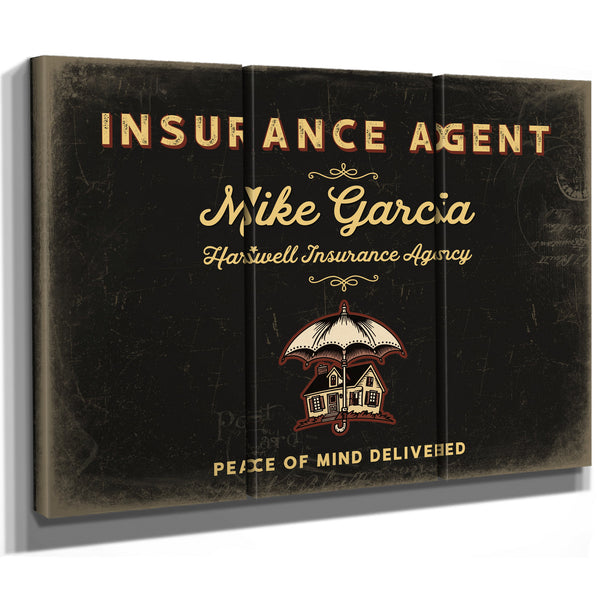 Personalized Insurance Agent Sign, Peace of Mind Delivered, Black & Gold, image 14