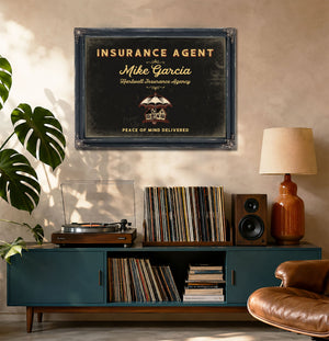 Personalized Insurance Agent Sign, Peace of Mind Delivered, Black & Gold, image 20