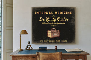 Personalized Internal Medicine Sign, It's What's Inside That Counts, Black & Gold, image 2