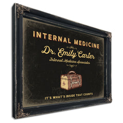Personalized Internal Medicine Sign, It's What's Inside That Counts, Black & Gold, image 1