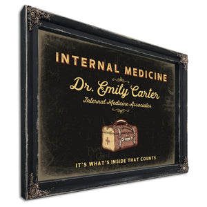 Personalized Internal Medicine Sign, It's What's Inside That Counts, Black & Gold, image 1