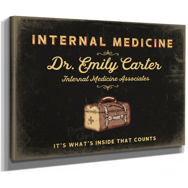 Personalized Internal Medicine Sign, It's What's Inside That Counts, Black & Gold, image 8