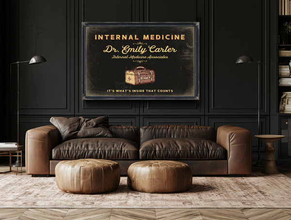 Personalized Internal Medicine Sign, It's What's Inside That Counts, Black & Gold, image 17