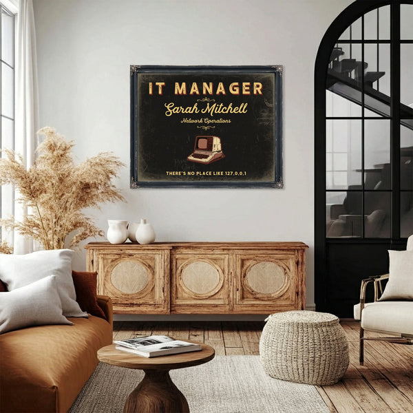 Personalized IT Manager Sign, There's No Place Like 127.0.0.1, Black & Gold, image 4