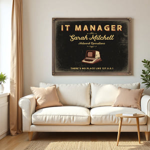 Personalized IT Manager Sign, There's No Place Like 127.0.0.1, Black & Gold, image 5